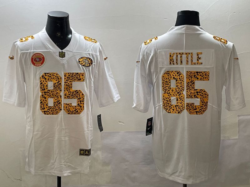 Men San Francisco 49ers #85 Kittle White Panther pattern Nike 2025 Limited NFL Jersey style 6